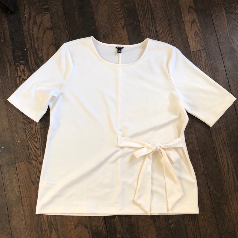 Ann Taylor Cream Tie-front Top